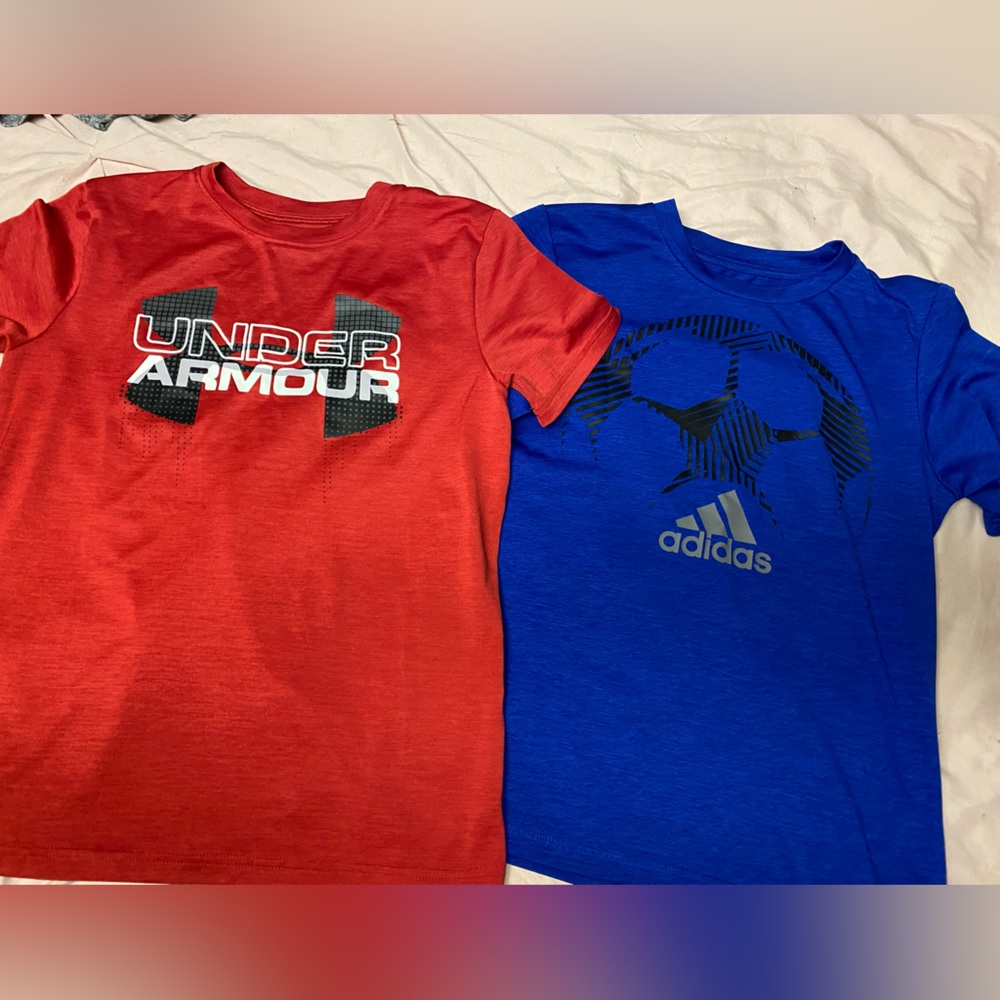 Boys under armour and Adidas shirt